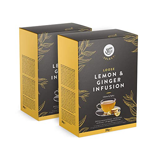 Marca Amazon – Happy Belly Select Té de hierbas con limón y jengibre, a granel, 2 x 200 g