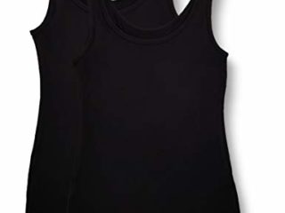 Marca Amazon - IRIS & LILLY Camiseta Interior Térmica Ligera de Tirantes para Mujer, Pack de 2, Negro (Black), L, Label: L
