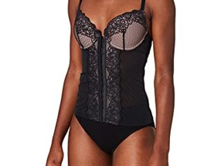 Marca Amazon - Iris & Lilly Corset de Encaje Mujer, Negro (Scooter), 95C, Label: 36C