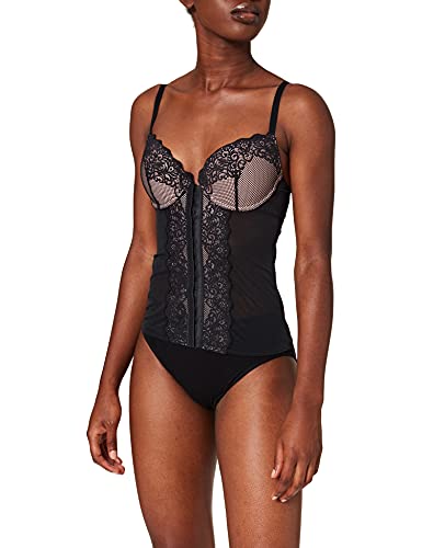 Marca Amazon - Iris & Lilly Corset de Encaje Mujer, Negro (Scooter), 95C, Label: 36C