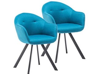 Marca Amazon - Movian Flow - Juego de 2 sillas de comedor, azul lago