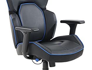 Marca Amazon - Movian - Silla gaming con sujeción lumbar 3D y altura ajustable, 66,7 × 69,2 × 116,2 cm (largo × ancho × alto), negro/azul