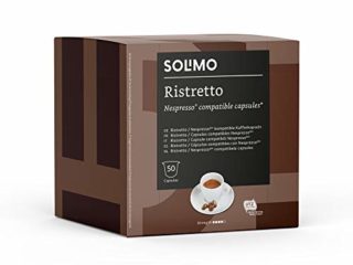 Marca Amazon - Solimo Cápsulas de café Ristretto compatibles con Nespresso, 100 cápsulas (2 x 50) - Certificado por Rainforest Alliance
