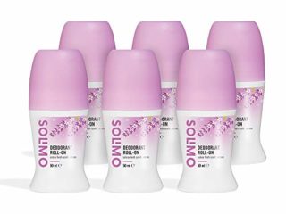 Marca Amazon - Solimo Desodorante roll-on, perfume fresco de salvia, unisex, Paquete de 6 (6 x 50 ml)