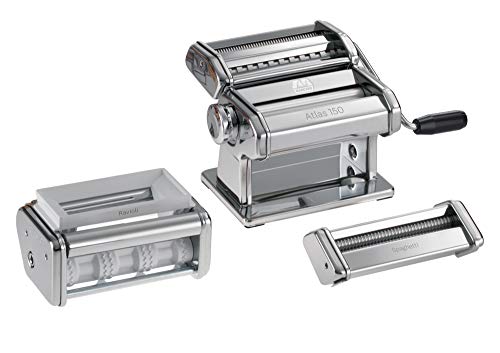 Marcato Pasta Set Máquina para Pasta Manual con Accesorios Incluido, Acero Cromado, Plata, 20 X 20.7 X 15.5 Cm