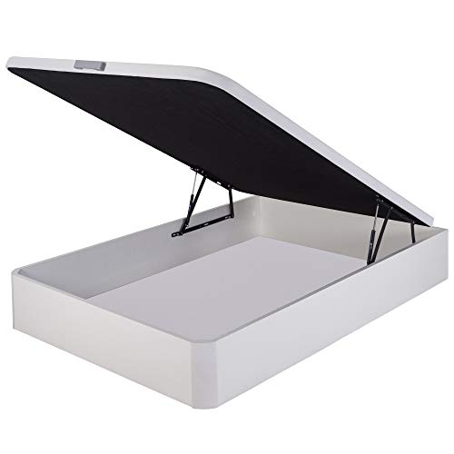 marckonfort Canapé abatible 160X200 de Gran Capacidad con Esquinas Redondeadas en Madera, Base tapizada 3D Transpirable Color Blanco