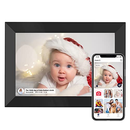 Marcos Fotos Digitales Hyjoy de 8 In con Pantalla Táctil IPS en Alta Definición, 8 GB RAM y Capacidad de Compartir Fotos y Videos Mediante la App AiMOR
