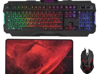 Mars Gaming MCP118, Pack Gaming RGB de Teclado, Ratón y Alfombrilla, Idioma Español