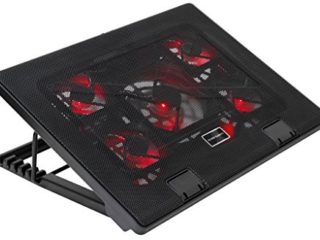 MARSGAMING MNBC2, Base PC, 5 Ventiladores, LED Roja, 2 x USB 2.0, 17.35", Negro