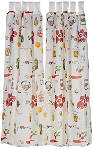 Martina Home Pack 2 Cortinas con visillo para Cocina modelo Vino ,medida 100 x 140 cm