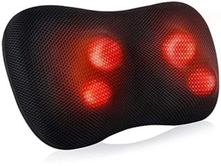 Masajeador Espalda Shiatsu para Cervical, Piernas, Hombro, Brazo Cojín Masajeador Eléctrico con Función de Calor y Masajeador Amasador Giratorio 3D , Relajación en el Hogar y la Oficina