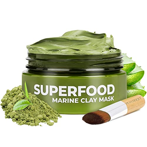 Mascarillas Faciales de Plantifique 100% Vegana - Mascarilla Purificante e Hidratante - Mascarilla de Arcilla Verde con Superalimentos 100ml - Limpia y Estrecha los Poros - Testado Dermatológicamente