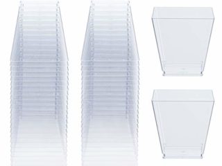 MATANA 48 Copas de Postre Cuadradas de Plástico Duro Transparente - 225ml