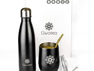 Mate argentino Calabaza Kit y su bombilla - Pack con termo isotérmico, vaso para mate de doble pared, bombilla de paja de acero inoxidable y cepillo de limpieza - calabaza para Yerba mate uruguayo