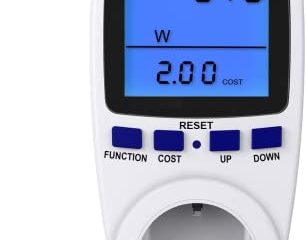 Maxcio Medidor de Consumo de Energía, Monitor de Electricidad Recargable con Pantalla LCD Retroiluminada, 7 Modos Medidor de Consumo Electrico con Protección contra Sobrecarga, Costo de Electricidad