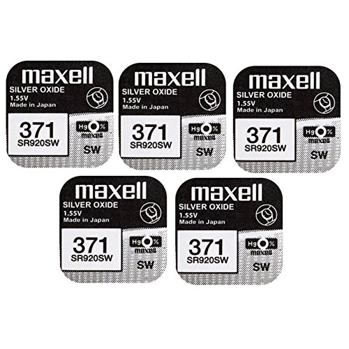 Maxell 371 SR920SW - Lote de 5 pilas para reloj (óxido de plata, 0% mercurio)