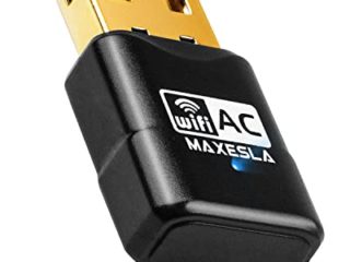 Maxesla Antena WiFi USB, AC 600Mbps Mini Adaptador WiFi USB Dual Band 2.4G/5GHz, Receptor WiFi USB para PC Desktop Laptop, USB WiFi Soporta Windows XP,Vista,7,8,10/Mac OS X 10.9-10.14, Negro