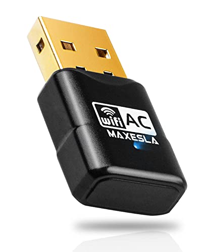 Maxesla Antena WiFi USB, AC 600Mbps Mini Adaptador WiFi USB Dual Band 2.4G/5GHz, Receptor WiFi USB para PC Desktop Laptop, USB WiFi Soporta Windows XP,Vista,7,8,10/Mac OS X 10.9-10.14, Negro