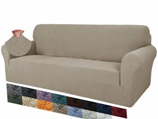 MAXIJIN Fundas de sofá de Jacquard Creativas para 3 plazas, Funda de sofá Antideslizante súper elástica para Perros Fundas de sofá de 1 Pieza con Protector de Muebles (3 Plaza, Caqui)