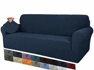 MAXIJIN Fundas de sofá de Jacquard Creativas para 3 plazas, Funda de sofá Antideslizante súper elástica para Perros Fundas de sofá de 1 Pieza con Protector de Muebles (3 Plaza, Azul Marino)