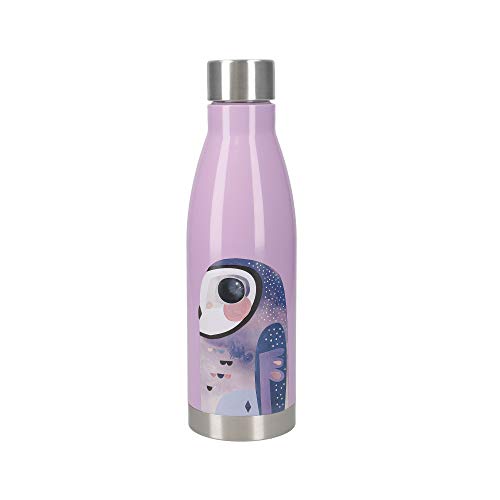 Maxwell & Williams Pete Cromer Botella Térmica de Agua con Diseño de Búho de Acero Inoxidable 18/10, 500 ml – Violeta