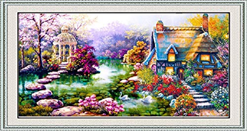 Maysurban Kits de Punto de Cruz Contado 11CT Kits Estampados de Punto de Cruz Hilo de Bordar con AlgodóN para Tejido de Punto de Cruz JZCS02 Paisaje rural 70x40cm