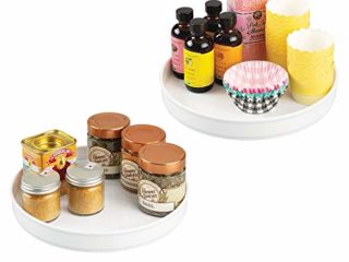 mDesign Juego de 2 especieros giratorios para Cocina – Elegante Estante para Especias, Pimienta, Ingredientes de Hornear o conservas – Bandeja giratoria Redonda para aparador o Armario – Blanco