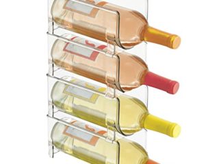 mDesign Soporte para botellas de vino apilable – Botellero para vinos con capacidad para 4 botellas – El accesorio de cocina imprescindible – transparente