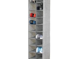 mDesign Zapatero colgante – Organizador de zapatos con 20 compartimentos y estampado con textura – Estantería de tela para carteras, bolsos o zapatos, ideal para ahorrar espacio – gris