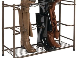 mDesign Zapatero para botas – Estante organizador de zapatos y botas altas – Mueble zapatero ahorrador de espacio para 6 pares de botas de agua, de montar o de mujer – marrón oscuro