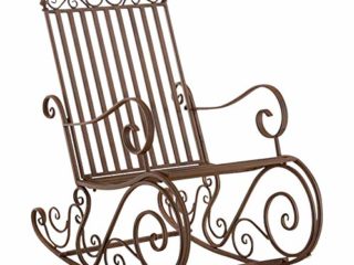 Mecedora De Hierro Smilla I Mecedora Relax De Jardín I Mecedora De Exterior En Estilo Rústico I Sillón Mecedora De Balcón o Terraza I Color:, Color:marrón