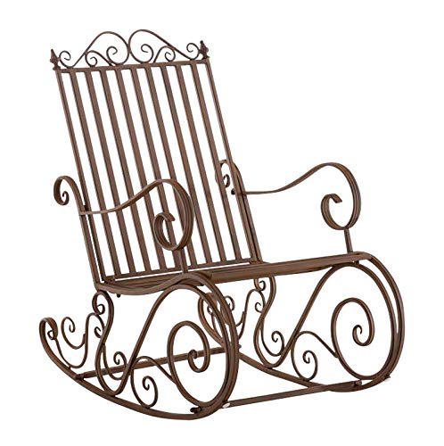 Mecedora De Hierro Smilla I Mecedora Relax De Jardín I Mecedora De Exterior En Estilo Rústico I Sillón Mecedora De Balcón o Terraza I Color:, Color:marrón