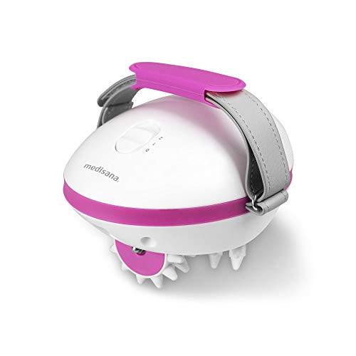 Medisana AC 850 Masajeador para celulitis para una piel más firme, auto-masaje con 6 rodillos de masaje rotativos y 2 intensidades de masaje, Color Blanco y Rosa