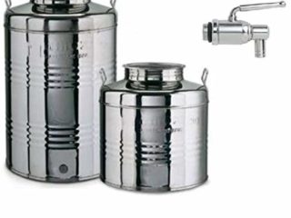 MegaShopItalia® - Contenedor, barril, bidón para aceite, de acero inoxidable, 15 - 30 - 50 L, con junta para el tapón y grifo de acero inoxidable anti-goteo incluido, fabricado en Italia