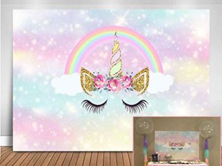 Mehofoto Arco iris - Lienzo de fondo de 7 x 5 metros, diseño de unicornio para bebé, ducha, foto de unicornio floral para cumpleaños, fotografía