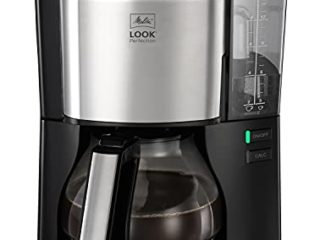Melitta Look V Perfection 1025-06, Cafetera Goteo, AromaSelector, Moderna, Jarra de Vidrio, Depósito de Agua Extraíble, Protección 3 en 1 Anti Cal, 1,25 Litros, 10 Tazas, Filtros 1x4, 1080W, Negro