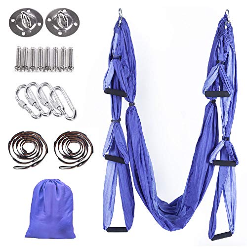 MelkTemn Columpio de Yoga Aéreo Hamaca de Yoga/Yoga Aéreo/Yoga Trapecio,Tafetán de Nailon Antigravedad Swing Sling Inversión para Colgarse y Aliviar el Dolor de Espalda, para Gimnasio, hogar (Purple)