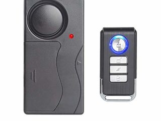 Mengshen Alarma de Vibración Inalámbrica, Alarma Antirrobo para Bicicleta/Motocicleta/Automóvil/Vehículos/Puerta/Ventana, 110db de Voz Alta (Control Remoto Incluido)