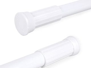 MERCURY TEXTIL-Barra Extensible Ajustable de Aluminio para baño, ropero, Armario y Cocina. Fácil Montaje, sin taladros ni Tornillos. Barra de tensión telescópica. (Blanco, 70-120cm)