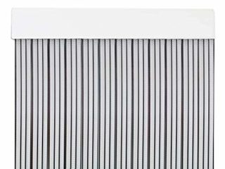 MERCURY TEXTIL Cortina para Puerta Tiras PVC 210x90cm，Cortina para Puerta Exterior (Transparente+Filo Negro P4)