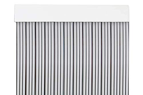 MERCURY TEXTIL Cortina para Puerta Tiras PVC 210x90cm，Cortina para Puerta Exterior (Transparente+Filo Negro P4)