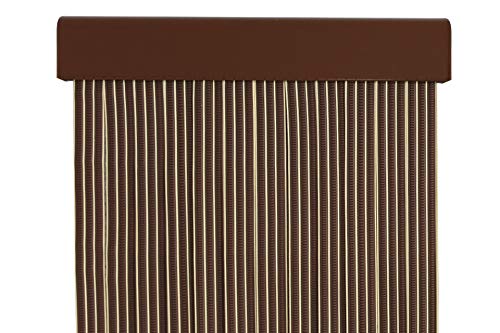 MERCURY TEXTIL Cortina para puerta tiras pvc 210x90cm，Cortina para puerta exterior (Marron+Filo Vainilla P18)