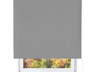 MERCURY TEXTIL- Estor Enrollable Opaco, Blackout, Fácil de Instalar, Protección de Pantalla para Ventanas, Cierra el Paso de la luz (Gris, 135x180cm)