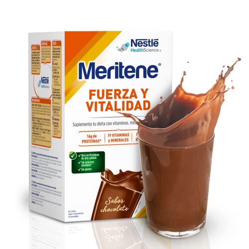 Meritene® Fuerza y Vitalidad Batido - Formato Polvo - Chocolate - 15 sobres de 30 g - Suplementa tu nutrición y refuerza tu sistema inmune con vitaminas, minerales y proteínas