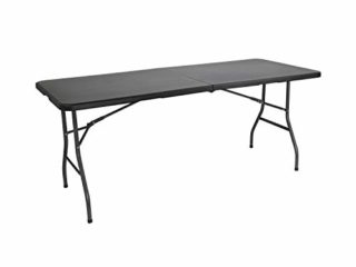 Mesa Catering Plegable Rectangular Portatil Negra de 180 cm | GH91 | Mesa Multiusos: Camping, Eventos en Espacios Exteriores o Interiores | Mesa Resina y Patas Acero | 4-6 Personas y Carga de 150kg
