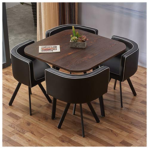 Mesa Comedor Y Combinación Silla Oficina Recepción Mesa Ocio Cocina Mesa Comedor Conjunto de 5 Piezas Silla Cuerovintage 90cm Madera MacizaMesa Redonda Salón Lobby Hotel Inicio Balcón Sala Estar