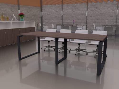 Mesa de 240x100 con Estructura metálica Marco Cerrado Gris Grafito y Tablero melaminado Ideal para Sala de Juntas, reuniones, conferencias (Nogal)