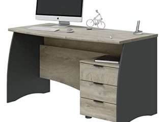 Mesa de Despacho con 3 Cajones, Mesa de Oficina o Estudio, Modelo Stil, Acabado en Gris Antracita y Roble Alaska, Medidas: 136 cm (Ancho) x 67 cm (Fondo) x 74 cm (Alto)