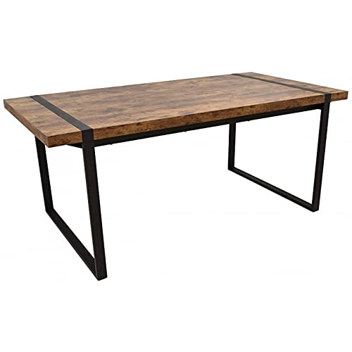 Mesa de diseño RÚSTIKA, Estilo Industrial, armazón metálico con Acabado Negro, Tapa de DM Madera bilaminada Color Roble.180 x 90 cms.