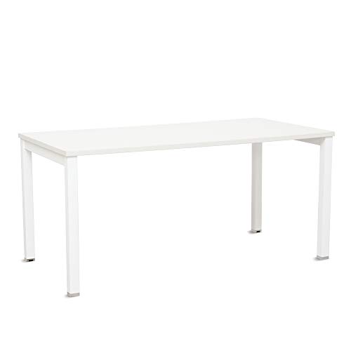 Mesa Escritorio Oficina Blanca de Madera Grande Resistente para Teletrabajo,Estudiar,Despachos,Ordenador de Sobremesa,Gaming,Youtubers,Salas de Estudio y Aulas de Formación 4 personas(Blanco,180)